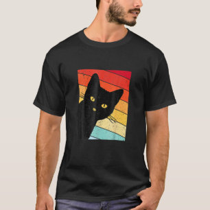 Cute Cat Retro Stil Black Kattunge T Shirt