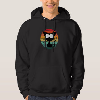 Cute Cat Retro Sunset design Birthday Roligt for G Hoodie