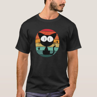 Cute Cat Retro Sunset design Birthday Roligt for G T Shirt