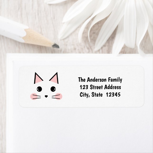 Cute Cat Returadress Etikett (Insitu)