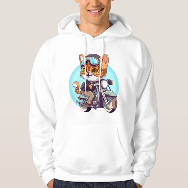 CUTE CAT rider en motorcykel Classic T-Shirt (6) Hoodie (Framsida)