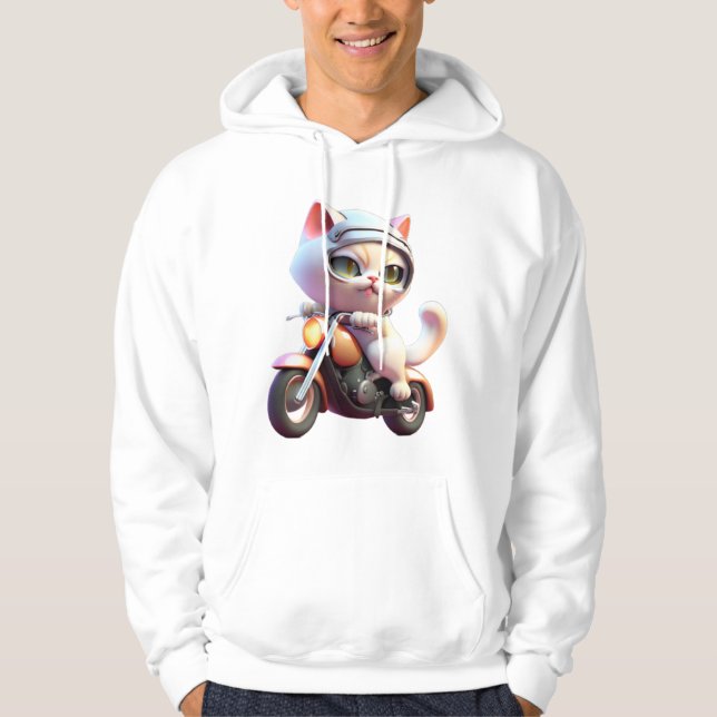 CUTE CAT rider en motorcykel Classic T-Shirt (7) Hoodie (Framsida)