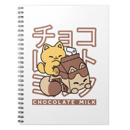 Cute Cat Riding Chocolate Mjölk Carton Kawaii Art Anteckningsbok
