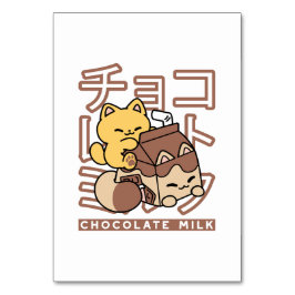 Cute Cat Riding Chocolate Mjölk Carton Kawaii Art Bordsnummer