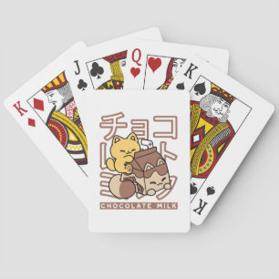 Cute Cat Riding Chocolate Mjölk Carton Kawaii Art Casinokort