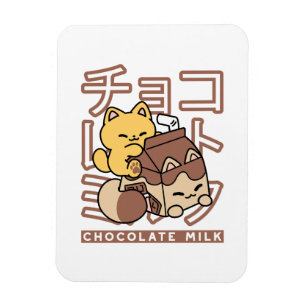 Cute Cat Riding Chocolate Mjölk Carton Kawaii Art Magnet