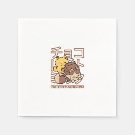 Cute Cat Riding Chocolate Mjölk Carton Kawaii Art Pappersservett