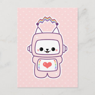 Cute Cat Robot Vykort