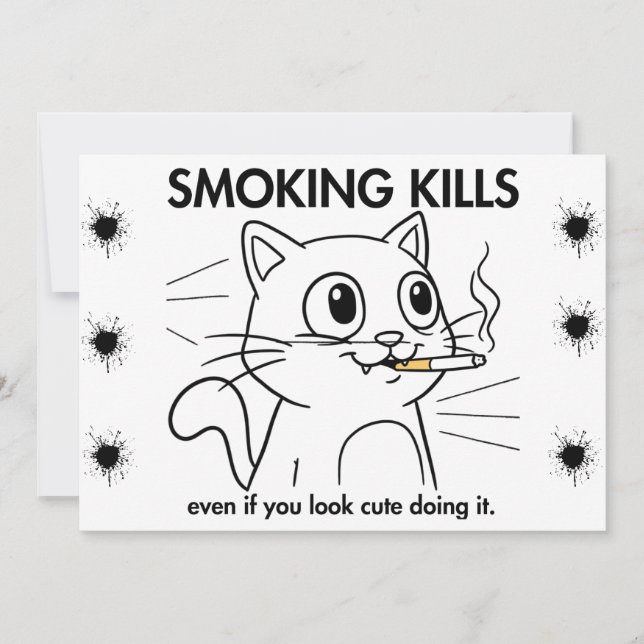 Cute Cat - Rökande Dödor - luddig antirökdesign (Framsida)