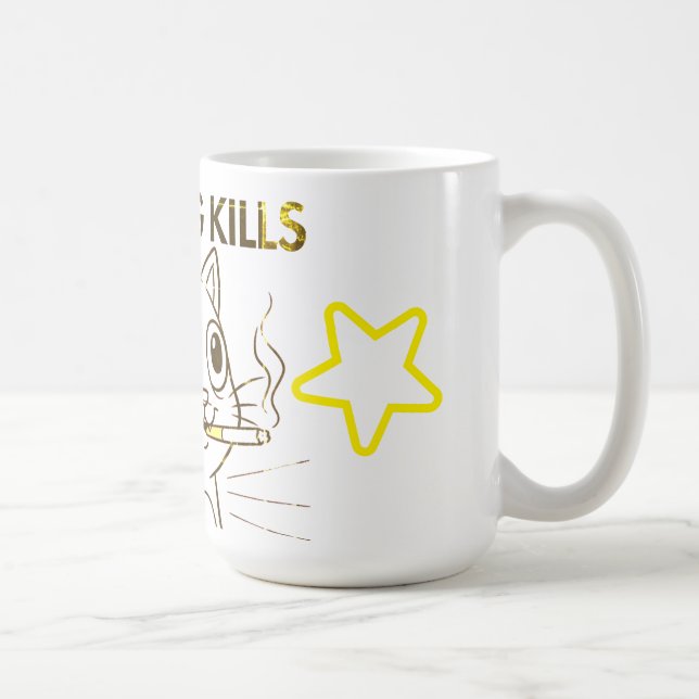 Cute Cat - Rökande Dödor - luddig antirökdesign Kaffemugg (Höger)