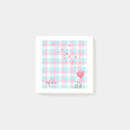 Cute Cat Rosa Blue Monogram Post-it Block