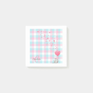 Cute Cat Rosa Blue Monogram Post-it Block