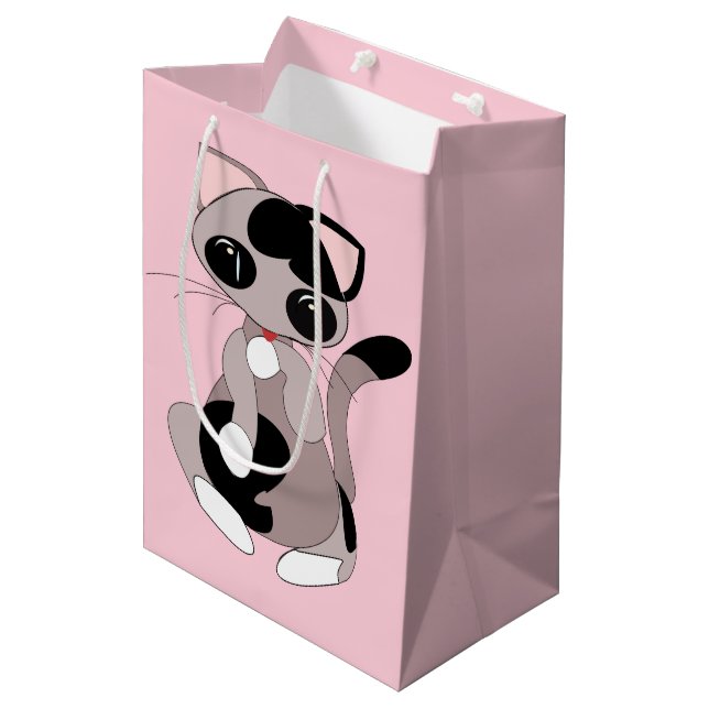 Cute Cat Rosa Gift Bag (Framsidan Vinklad)