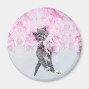 Cute Cat rosa plume Magnet