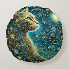 cute cat Round Pillow Rund Kudde