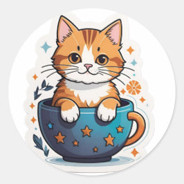 Cute cat runt klistermärke