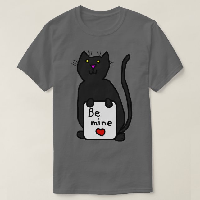 Cute Cat säger Be Mine på Valentines day T Shirt (Design framsida)