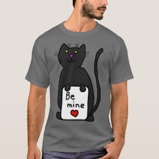 Cute Cat säger Be Mine på Valentines day T Shirt