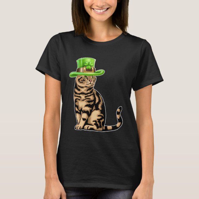 Cute Cat Saint Patrick Day  Happy St Kitten Day T Shirt (Framsida)