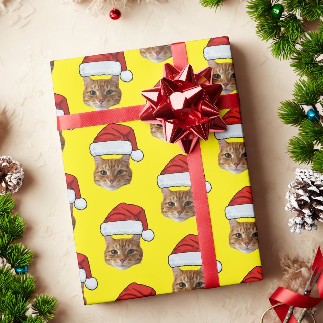 Cute Cat Santa Hat | Anpassningsbar Ansikte Cat-ju Presentpapper (Skapare uppladdad)