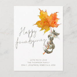Cute Cat Script Lycklig Friendsgiving-Thanksgiving Vykort