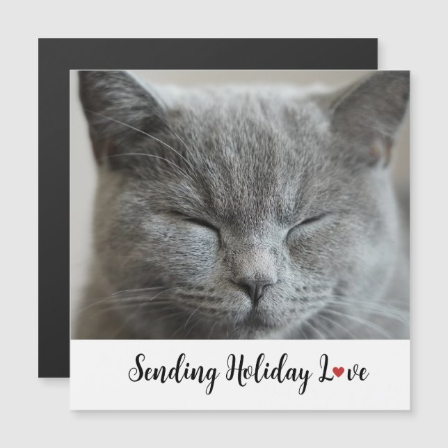 Cute Cat Sending Helgdag Kärlek (Fram/baksida)