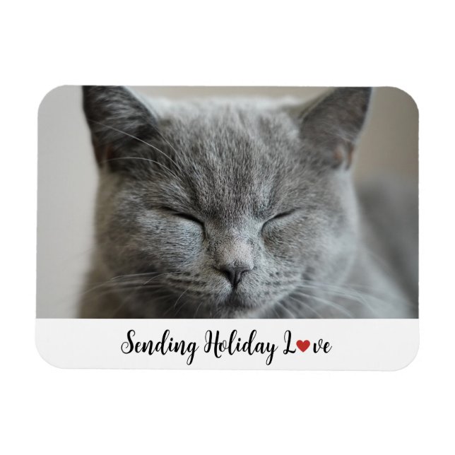 Cute Cat Sending Helgdag Kärlek Magnet (Horisontell)