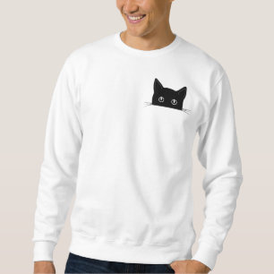 Cute Cat Shirt, katt Gömmande i Pocket Shirt Lång Ärmad Tröja