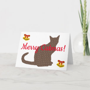 Cute Cat Silhouette Merry Catmas julkort Kort