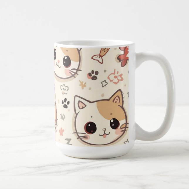 Cute Cat simpel kattunge Mönster Party Kaffemugg (Höger)