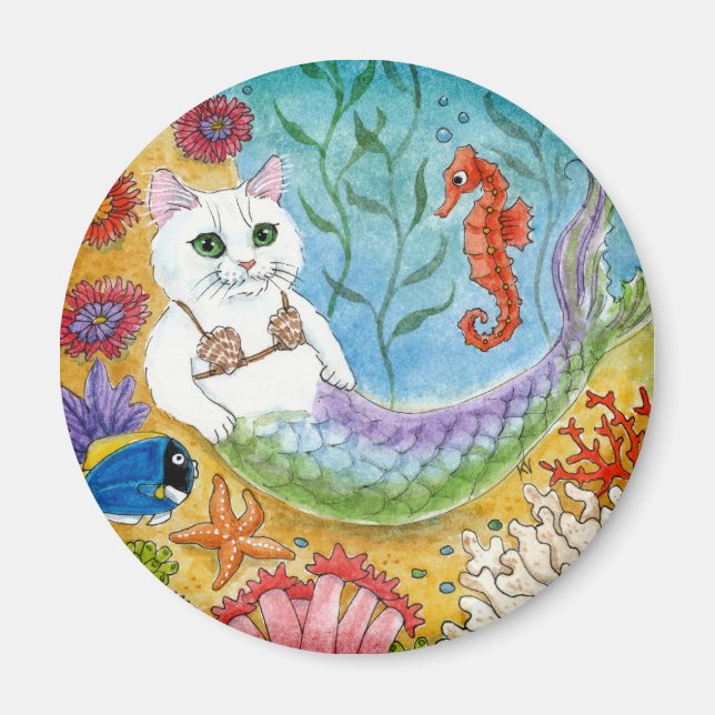 Cute Cat Sjöjungfru Seahorse Underwater magnet (Framsidan)