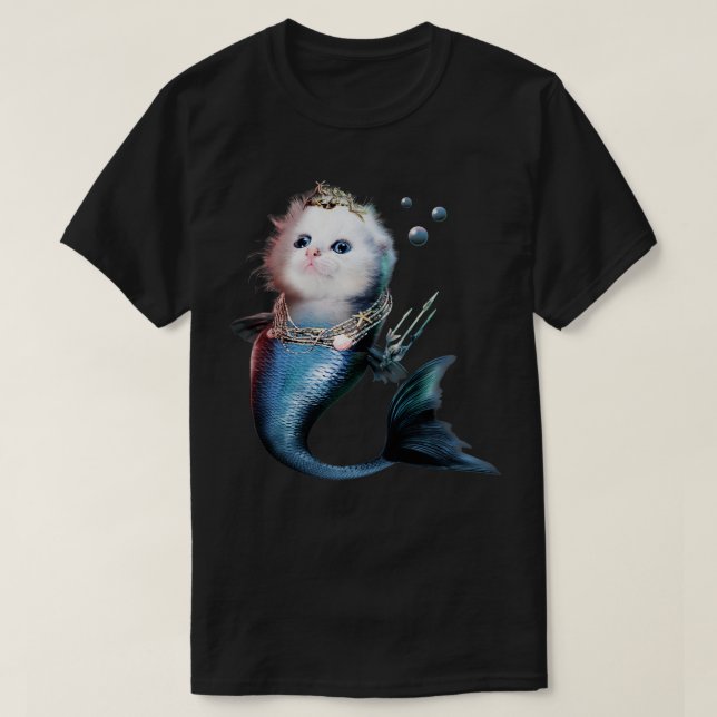 Cute Cat-Sjöjungfru T Shirt (Design framsida)
