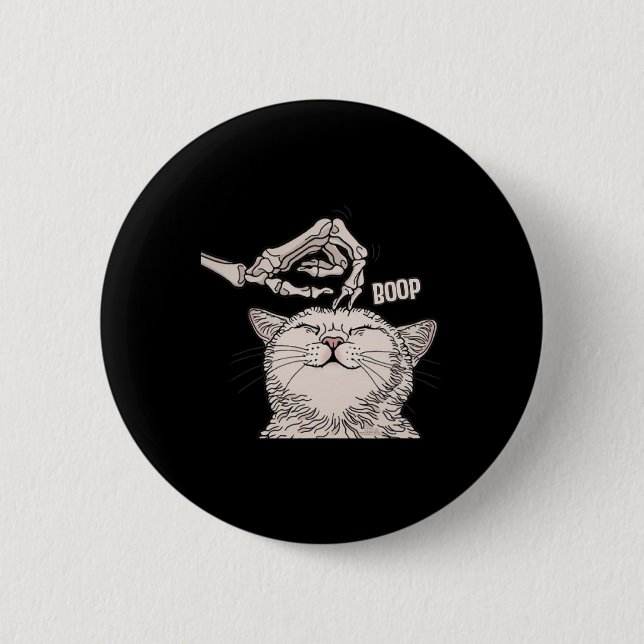 Cute Cat Skeleton Hand Boop Halloween Pet Women Gi Knapp (Framsida)