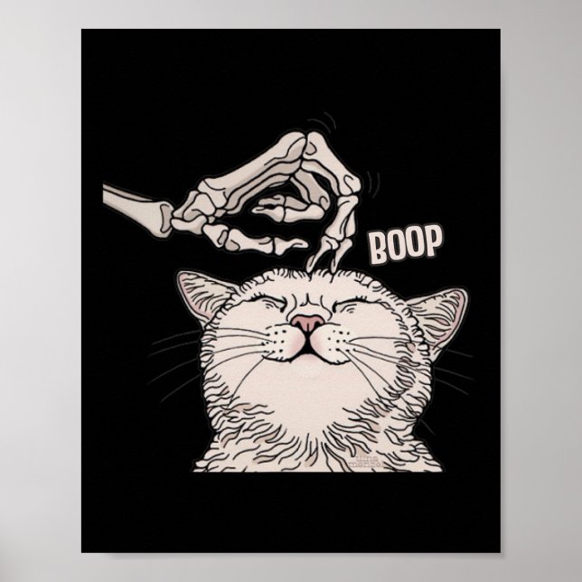Cute Cat Skeleton Hand Boop Halloween Pet Women Gi Poster (Framsidan)