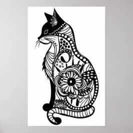 Cute cat sketch II Small Poster