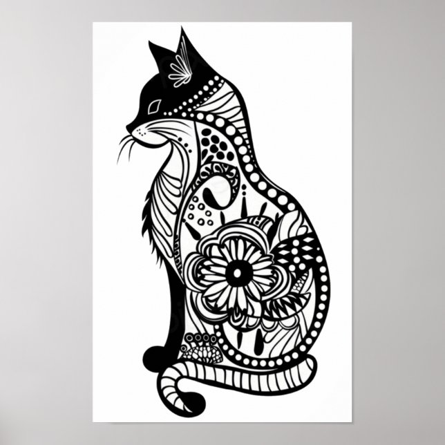 Cute cat sketch II Small Poster (Framsidan)