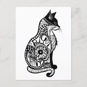 Cute cat sketch II Small Vykort