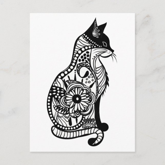 Cute cat sketch II Small Vykort (Framsida)