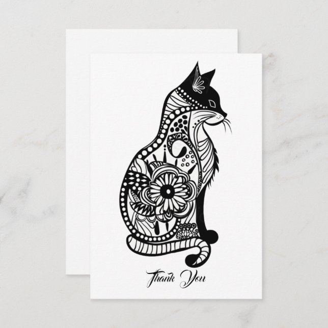 Cute cat sketch II Tack Kort (Fram/baksida)