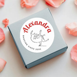 Cute Cat Sketch Red and White Edward Lear Runt Klistermärke