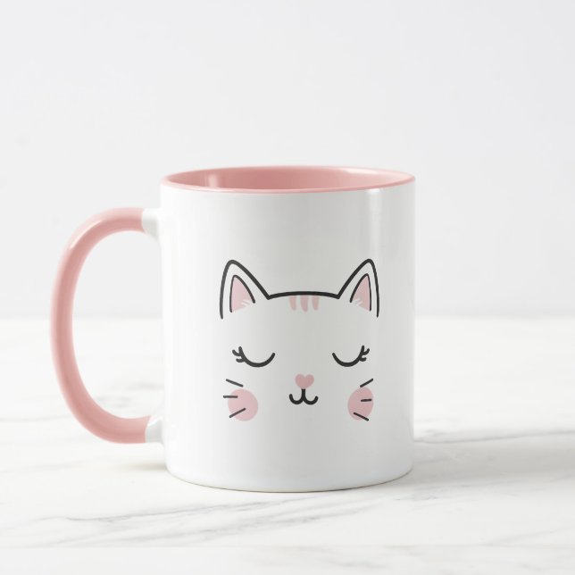 Cute Cat Sleeping Face Coffee Mug Mugg (Vänster)