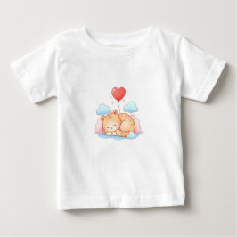 Cute Cat Sleeping with Heart Balloon T Shirt