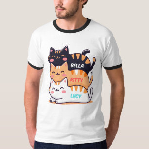 Cute Cat Slopande på varandra T Shirt