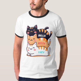 Cute Cat Slopande på varandra T Shirt