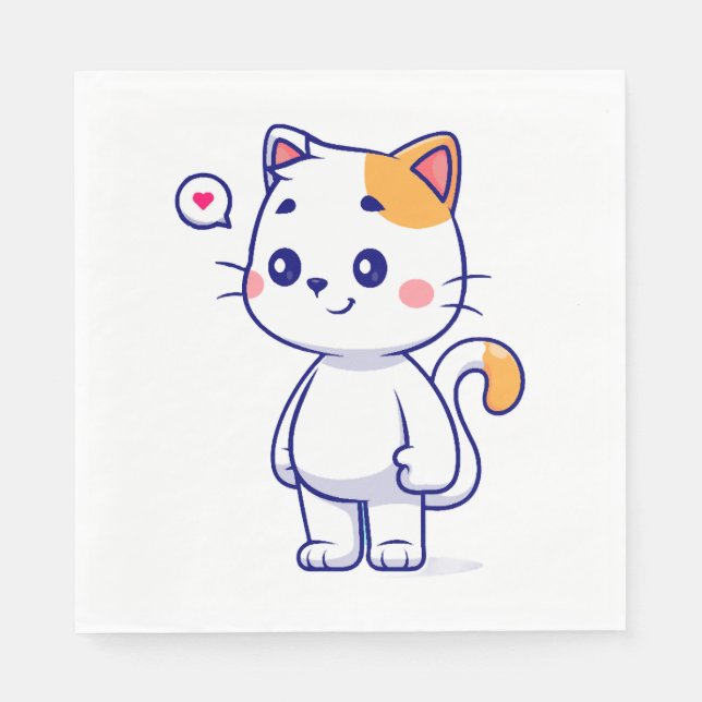 Cute Cat Smile Pappersservett (Framsidan)