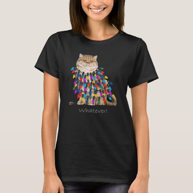Cute Cat snurrade Spelar ingen roll jul T Shirt (Framsida)