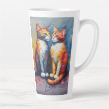 Cute Cat Snyggt Animal Cat Latte Coffee Mugg