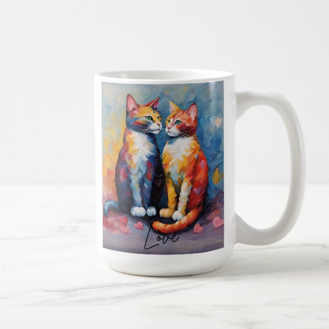 Cute Cat Snyggt Animal Cat Latte Coffee Mugg (Höger)