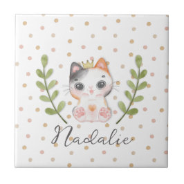 Cute Cat Soft Kön Neutral Doft Child Nursery Kakelplatta