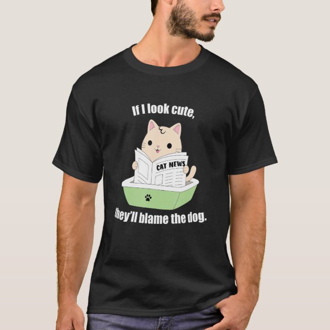 Cute Cat som lammar Hund kattfras T Shirt (Framsida)